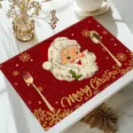 Weihnachtliche Platzsets mit Santa-Motiv – Festliche Tischsets aus Leinen für Küche & Esszimmer – Bild 2