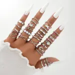 Vintage Damen-Ring-Set mit Herz, Schlange & Schmetterling – 58-teiliges Fingerring-Set in Goldoptik – Bild 7