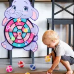 Montessori Wurfspiel für Kinder – Klett-Dartboard mit Tiermotiven für spielerisches Lernen