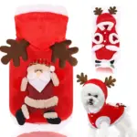 Weihnachtliche Hundejacke mit Kapuze – Warme Winterkleidung im Rentier- & Santa-Design – Bild 9
