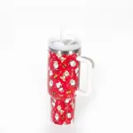 Weihnachtlicher Edelstahl-Thermobecher mit Griff & Strohhalm – Große Isolierflasche für unterwegs – Bild 12