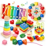 Montessori Holzspielzeug-Set für Babys & Kleinkinder – Lern- & Motorikspielzeug aus Holz