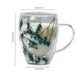Doppelwandiger Glasbecher mit Henkel – Transparente Kaffeetasse mit Blumen-Design – Bild 10