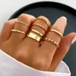 Vintage Damen-Ring-Set mit Herz, Schlange & Schmetterling – 58-teiliges Fingerring-Set in Goldoptik – Bild 10