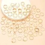 Vintage Damen-Ring-Set mit Herz, Schlange & Schmetterling – 58-teiliges Fingerring-Set in Goldoptik – Bild 5