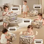 Montessori Aktivitätswürfel Eule – Sensorisches Lernspielzeug mit Magnetspiel, Xylophon & Zahlen – Bild 4