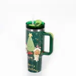 Weihnachtlicher Edelstahl-Thermobecher mit Griff & Strohhalm – Große Isolierflasche für unterwegs – Bild 14