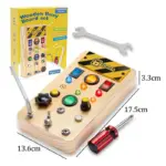 Montessori Busy Board aus Holz mit LED – Sensorisches Lernspielzeug mit Lichtschaltern für Kinder – Bild 11