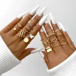 Vintage Damen-Ring-Set mit Herz, Schlange & Schmetterling – 58-teiliges Fingerring-Set in Goldoptik – Bild 11