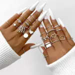 Vintage Damen-Ring-Set mit Herz, Schlange & Schmetterling – 58-teiliges Fingerring-Set in Goldoptik – Bild 12