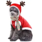 Weihnachtliche Hundejacke mit Kapuze – Warme Winterkleidung im Rentier- & Santa-Design – Bild 11