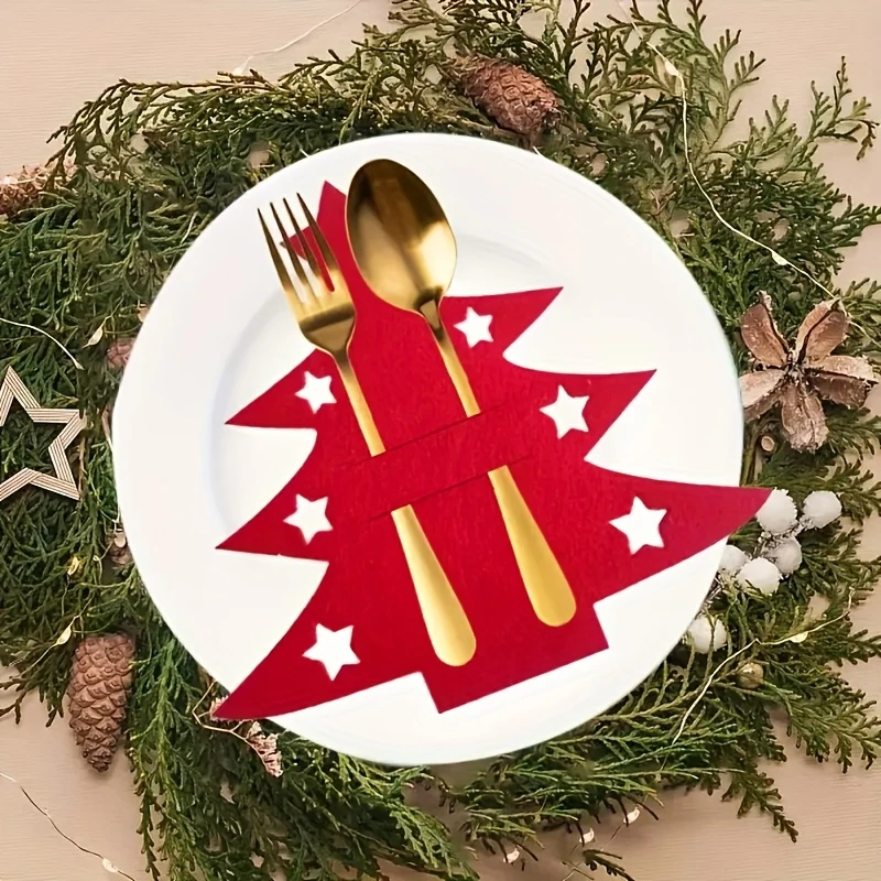 Sf4e6b3c1ee5848ca9ac973d9281dd1ba6.webp Weihnachtliche Bestecktaschen im Tannenbaum-Design – 12er Set Tischdekoration für Festtage – Bild 1