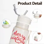 Weihnachtliche Kinder-Trinkflasche – Auslaufsichere Trinkflasche mit Strohhalm & Tannenbaum-Motiv – Bild 6