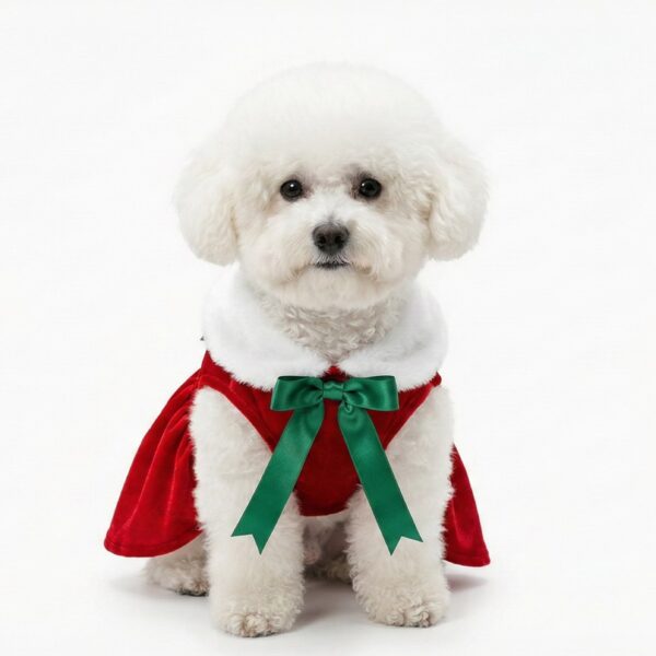 Rotes Weihnachtskleid für Haustiere – Samtiges Festtagskleid mit Schleife für Hund und Katze